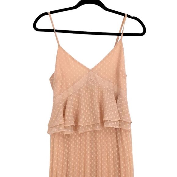 Gianni Bini Cottage Core Swiss Dot Ruffle Pleated Sweetheart Spaghetti Maxi Sz 4 - Picture 4 of 11